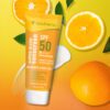 Volamena Super Glow Sunscreen with SPF 50 PA+++ With Vitamin C For Bright & Glowing Skin UVA/B Bluelight Protection No White Cast For Normal to dry skin, 50 ml