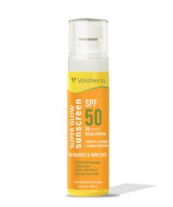 Volamena Super Glow Sunscreen with SPF 50 PA+++ With Vitamin C For Bright & Glowing Skin UVA/B Bluelight Protection No White Cast For Normal to dry skin, 100 ml