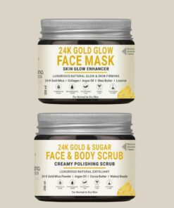 Volamena 24K Gold Glow Face Mask, 200 ml + 24K Gold Sugar Face & Body Scrub, 200 ml Combo Pack