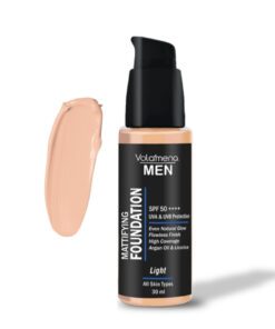 Volamena For Men Mattifying Foundation With SPF 50++++ Light Shade, | With Hyaluronic Acid & Argan Oil | For Even Natural Glow, Flawless Finish | With Dual Action Moisturizer + Sunscreen | 30ml