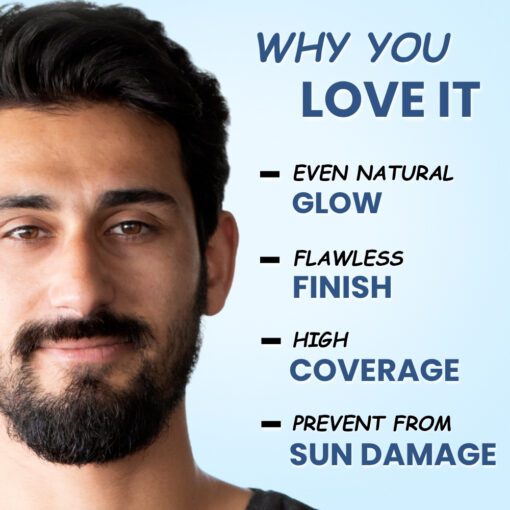 Volamena For Men Mattifying Foundation With SPF 50++++ Medium Shade, | With Hyaluronic Acid & Argan Oil | For Even Natural Glow, Flawless Finish | With Dual Action Moisturizer + Sunscreen | 30ml