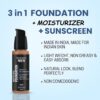 Volamena For Men Mattifying Foundation With SPF 50++++ Beige Shade, | With Hyaluronic Acid & Argan Oil | For Even Natural Glow, Flawless Finish | With Dual Action Moisturizer + Sunscreen | 30ml