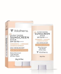 Volamena Glow Tinted Sunscreen Stick SPF 50 Pa++++ | Protection Against UVA/UVB | Ceramide, Avocado Oil & Licorice Extract Broad Spectrum, Water & Sweat resistant | For All Skin Types | 20g