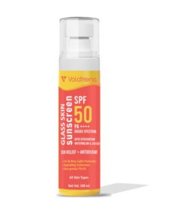 Volamena Glass Skin Sunscreen Spf 50pa++++ With Astaxanthin & Watermelon | Protect From UV Rays & Bluelight | Deeply Hydrate Your Skin | For Both Men & Women | Light Weight & Non Greasy | 100ml