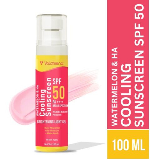 Volamena Watermelon Cooling Sunscreen Spf 50pa++++ With Watermelon Gives You Cooling & Hydration Effect | Protect From Harmful UV Rays | For Both Men & Women | Light Weight & Non Greasy | 100ml