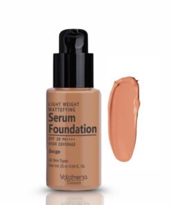 Volamena Light Weight Mattefying Serum Foundation With SPF 30PA++++, Beige, | With Hyaluronic Acid & Alpha Arbutin | High Coverage For Even Natural Glow | Flawless Finish | 25ml