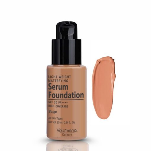 Volamena Light Weight Mattefying Serum Foundation With SPF 30PA++++, Beige, | With Hyaluronic Acid & Alpha Arbutin | High Coverage For Even Natural Glow | Flawless Finish | 25ml Volamena Light Weight Mattefying Serum Foundation With SPF 30PA++++, Beige, | With Hyaluronic Acid & Alpha Arbutin | High Coverage For Even Natural Glow | Flawless Finish | 25ml