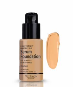 Volamena Light Weight Mattefying Serum Foundation With SPF 30PA++++, Medium Shade | With Hyaluronic Acid & Alpha Arbutin | High Coverage For Even Natural Glow | Flawless Finish | 25ml