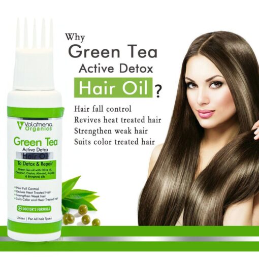 Volamena Organics Green Tea Active Detox Hair Oil For Hair Fall Control & Strength 50 ml