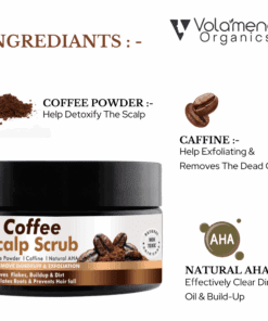 Volamena Coffee Hair & Scalp Scrub, With Coffee Powder, Caffeine & Natural AHA For Detoxify The Scalp 50 ml