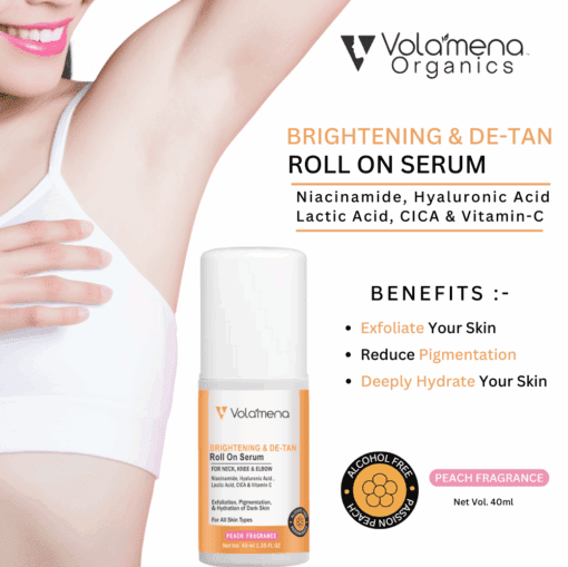 Volamena Organics Lightening & Brightening Roll On Serum With Niacinamide, Hyaluronic Acid For Fade Dark Spot 40 ml