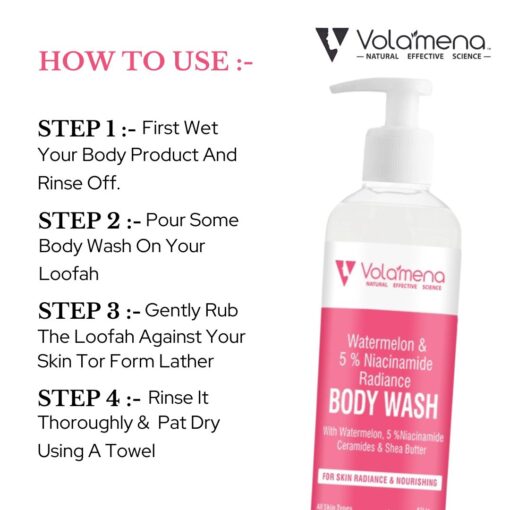 Volamena Watermelon & 5% Niacinamide Radiance Body Wash With Watermelon & Niacinamide For Skin Radiance & Nourishing 200 ml