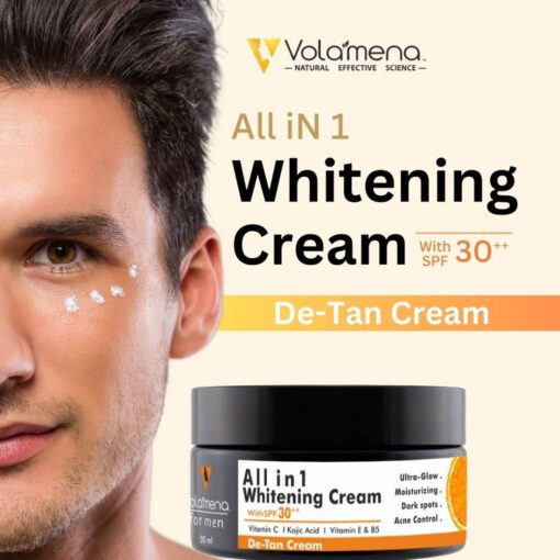 Volamena All in 1 Whitening Face cream For Men SPF 30 ++ With Kojic Acid & Vitamin C Tan Removal For Men
